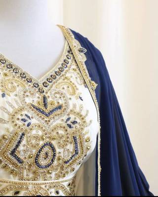 Blue and White Georgette Zari Work Kaftan 2