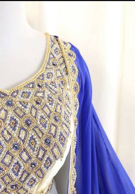 Royal-Blue & White Handcrafted Zari work Stitched Dress Georgette Kaftan Party Wear Wedding Dresses 2