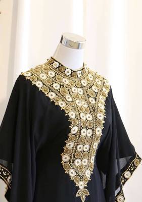 Black Handcrafted Zari work Stitched Dress Georgette Kaftan Party Wear Wedding Dresses 2