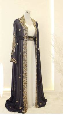 Nany-Blue & White Handcrafted Zari work Stitched Dress Georgette Kaftan Party Wear Wedding Dresses 1