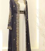 Nany-Blue & White Handcrafted Zari work Stitched Dress Georgette Kaftan Party Wear Wedding Dresses