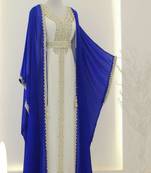 Royal-Blue & White Handcrafted Zari work Stitched Dress Georgette Kaftan Party Wear Wedding Dresses