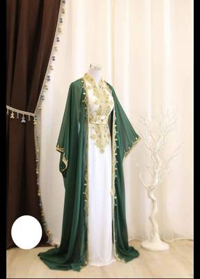 Green & White Handcrafted Zari work Stitched Dress Georgette Kaftan Party Wear Wedding Dresses 1
