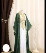 Green & White Handcrafted Zari work Stitched Dress Georgette Kaftan Party Wear Wedding Dresses