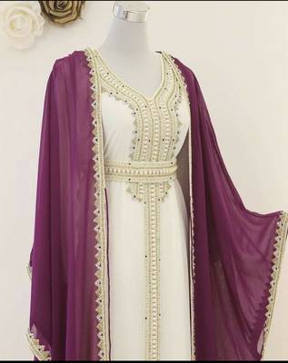 Purple and White Kaftan In Georgette and Zari Work 2