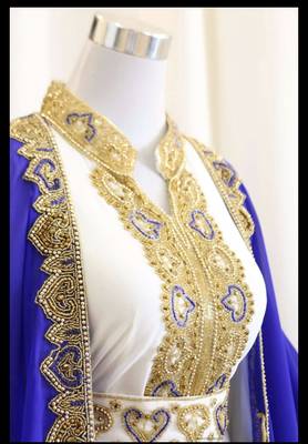 Royal-Blue & White Handcrafted Zari work Stitched Dress Georgette Kaftan Party Wear Wedding Dresses 2