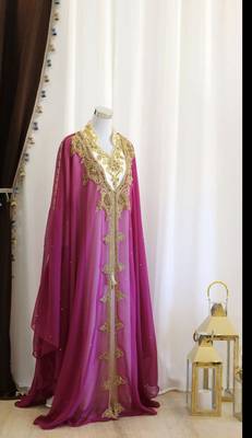 Purple and White Georgette Zari Work Kaftan  1