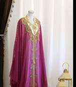 Purple and White Georgette Zari Work Kaftan 