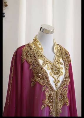 Purple and White Georgette Zari Work Kaftan  2