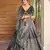 BLACK THREAD & SEQUINS EMBROIDERED WITH CHINON FABRIC DESIGNER BRIDAL WEDDING PARTY WEAR FESTIVAL SEMI STITCHED LEHENGA