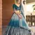 BLUE THREAD & SEQUINS EMBROIDERED WITH CHINON FABRIC DESIGNER BRIDAL WEDDING PARTY WEAR FESTIVAL SEMI STITCHED LEHENGA