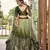 GREEN THREAD & SEQUINS EMBROIDERED WITH CHINON FABRIC DESIGNER BRIDAL WEDDING PARTY WEAR FESTIVAL SEMI STITCHED LEHENGA