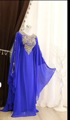 Royal-Blue Handcrafted Zari work Stitched Dress Georgette Kaftan Party Wear Wedding Dresses 1