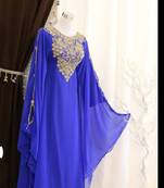 Royal-Blue Handcrafted Zari work Stitched Dress Georgette Kaftan Party Wear Wedding Dresses