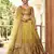 YELLOW THREAD & SEQUINS EMBROIDERED WITH CHINON DESIGNER BRIDAL WEDDING PARTY WEAR FESTIVAL SEMI STITCHED LEHENGA CHOLI