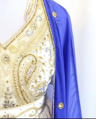 Royal-Blue & White Handcrafted Zari work Stitched Dress Georgette Kaftan Party Wear Wedding Dresses 2
