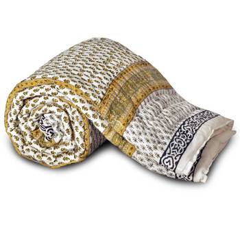 Pure Cotton Sanganeri Style Print Single Bed Quilt Deepawali Special Gift 319 1