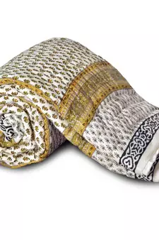 Pure Cotton Sanganeri Style Print Single Bed Quilt Deepawali Special Gift 319