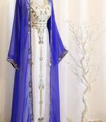 Royal-Blue & White Handcrafted Zari work Stitched Dress Georgette Kaftan Party Wear Wedding Dresses