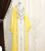 Gold & White Handcrafted Zari work Stitched Dress Georgette Kaftan Party Wear Wedding Dresses