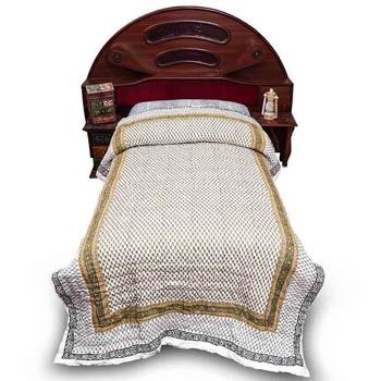 Pure Cotton Sanganeri Style Print Single Bed Quilt Deepawali Special Gift 319 2
