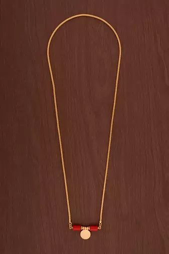Long mangalsutra with gope chain and single vati one gram gold