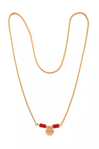 Long mangalsutra with gope chain and single vati one gram gold