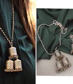 Silver plated ghungroo chain necklace set oxidized jewelry set german silver indian necklace set for women