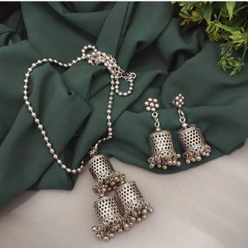 Silver plated ghungroo chain necklace set oxidized jewelry set german silver indian necklace set for women 2