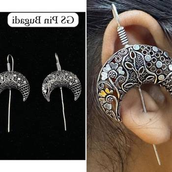 Silver pin bugadi earrings oxidized stud earrings indian boho jewelry silver hippie jewelry 2