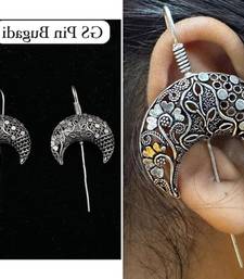Silver pin bugadi earrings oxidized stud earrings indian boho jewelry silver hippie jewelry