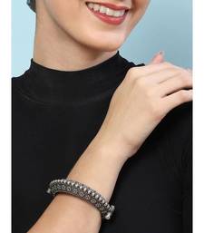 Indian silver plated bangles german silver luxury kada oxidized hand bracelet tribal jewelry