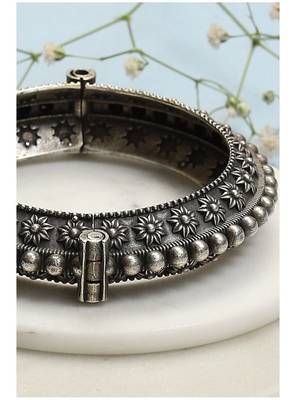 Indian silver plated bangles german silver luxury kada oxidized hand bracelet tribal jewelry 3