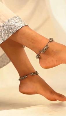 Oxidized silver plated ghungru anklets paayal payzeb handmade indian ethnic anklet for women 1