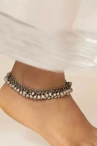 Oxidized silver plated ghungru anklets paayal payzeb handmade indian ethnic anklet for women