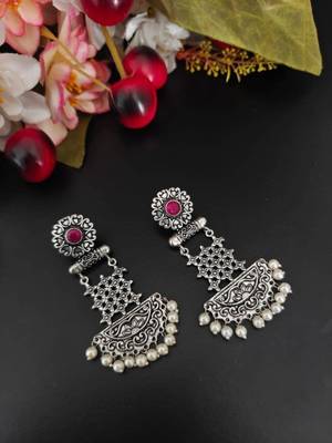 Oxidized earring dangler earrings, oxidized indian jewelry dangler stone earrings 1