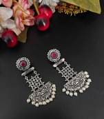 Oxidized earring dangler earrings, oxidized indian jewelry dangler stone earrings