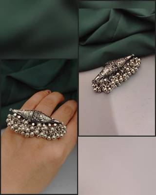 Ghungroo german silver traditional finger ring indian oxidized beautiful unique designed boho ghungroo jewelry 1