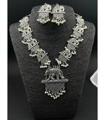 Elephant necklace oxidised silver set for women, gifts for her, anniversary bollywood jewellery, boho tribal jewellery