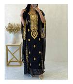 Black Handcrafted Embroidered Stone work Stitched Dress Georgette Kaftan Party Wear Wedding Dresses