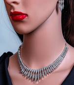 Pear marquise cut american diamond bridal necklace / created diamond elegant choker necklace