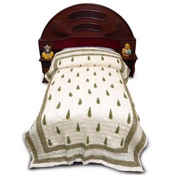 New Sanganeri Design Style Print Single Bed Quilt Deepawali Gift 322 2