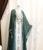 Women's Green and White Georgette Kaftan