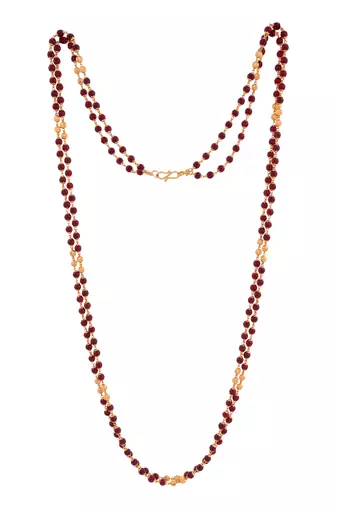 Maroon Beads - Garnet Long Necklace One Gram Gold