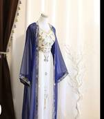 Blue and White Georgette Zari Work Kaftan