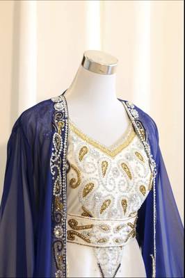 Blue and White Georgette Zari Work Kaftan 2