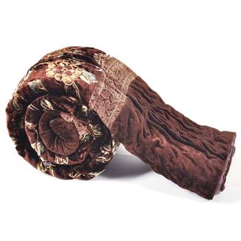 Floral Gold Print Jaipuri Single Bed Velvet Quilt Diwali Gift 501 1