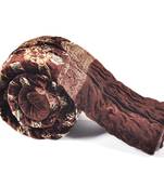 Floral Gold Print Jaipuri Single Bed Velvet Quilt Diwali Gift 501