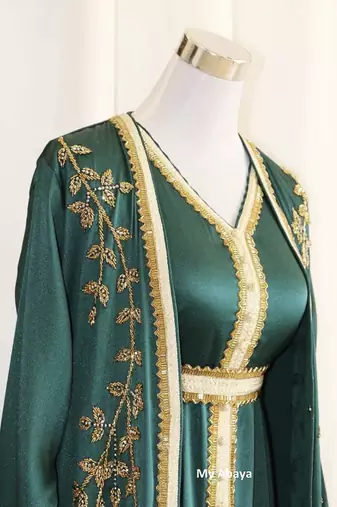 Green and White Wedding Kaftan for Women