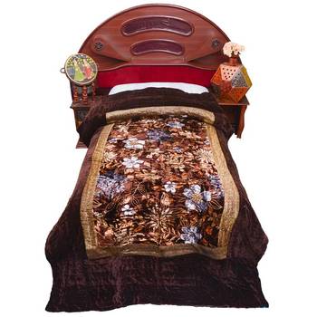 Floral Gold Print Jaipuri Single Bed Velvet Quilt Diwali Gift 501 2